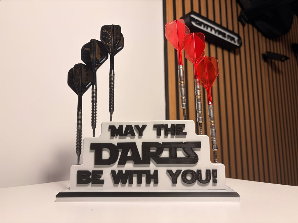 Space Dartständer für 9 Darts – „May the Darts be with you“ – Dart Halter Geschenk für Dartspieler &  Fans