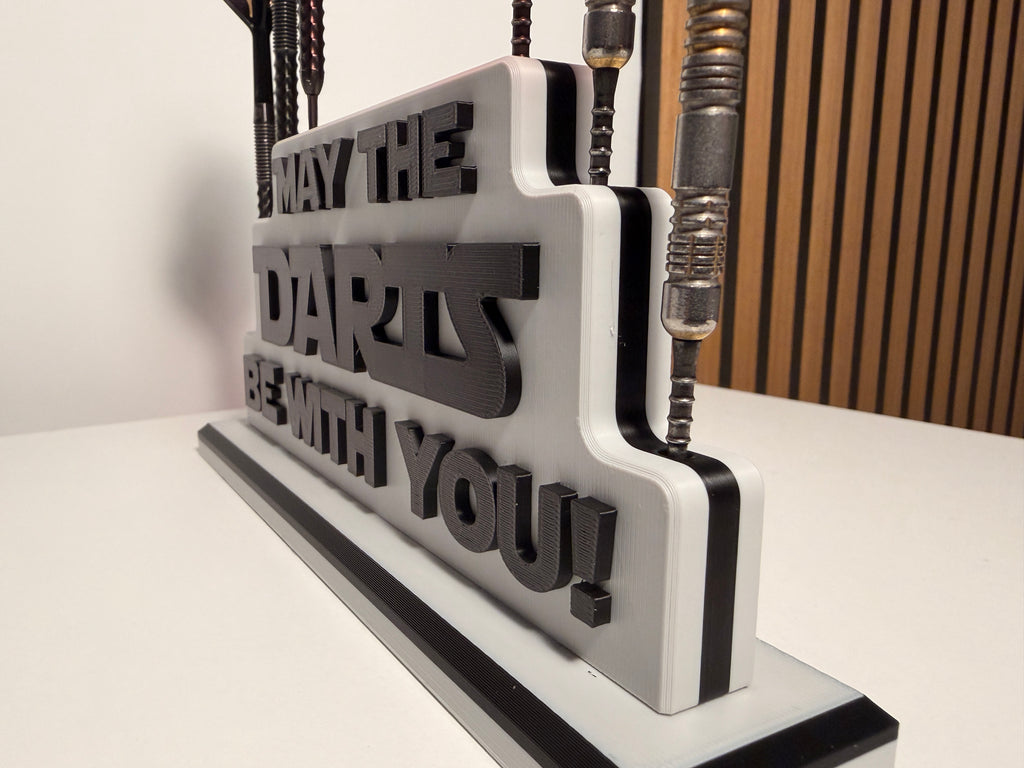 Space Dartständer für 9 Darts – „May the Darts be with you“ – Dart Halter Geschenk für Dartspieler &  Fans