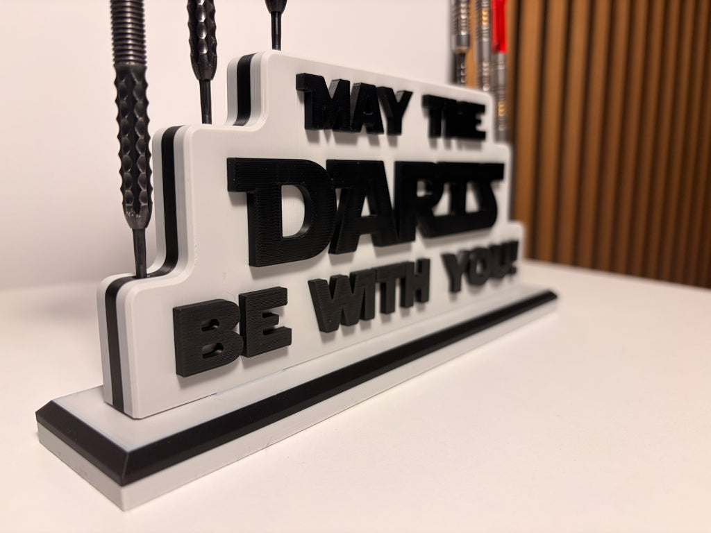 Space Dartständer für 9 Darts – „May the Darts be with you“ – Dart Halter Geschenk für Dartspieler &  Fans